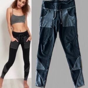 Free People FP Movement Kyoto Acid Washed Black Grey Leggings Sweat Pants, Small